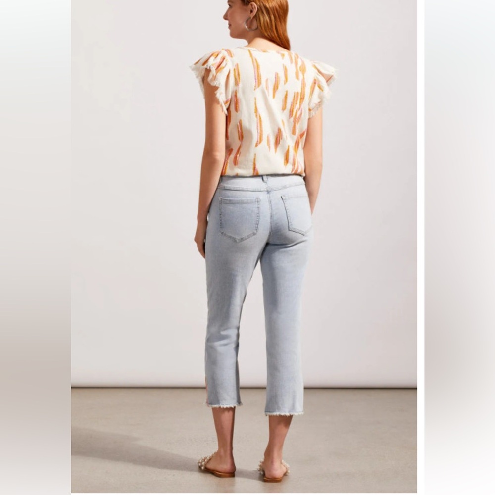 Tribal Embroidered Side-Slit Audrey Capri Jeans 8 - Picture 3 of 9